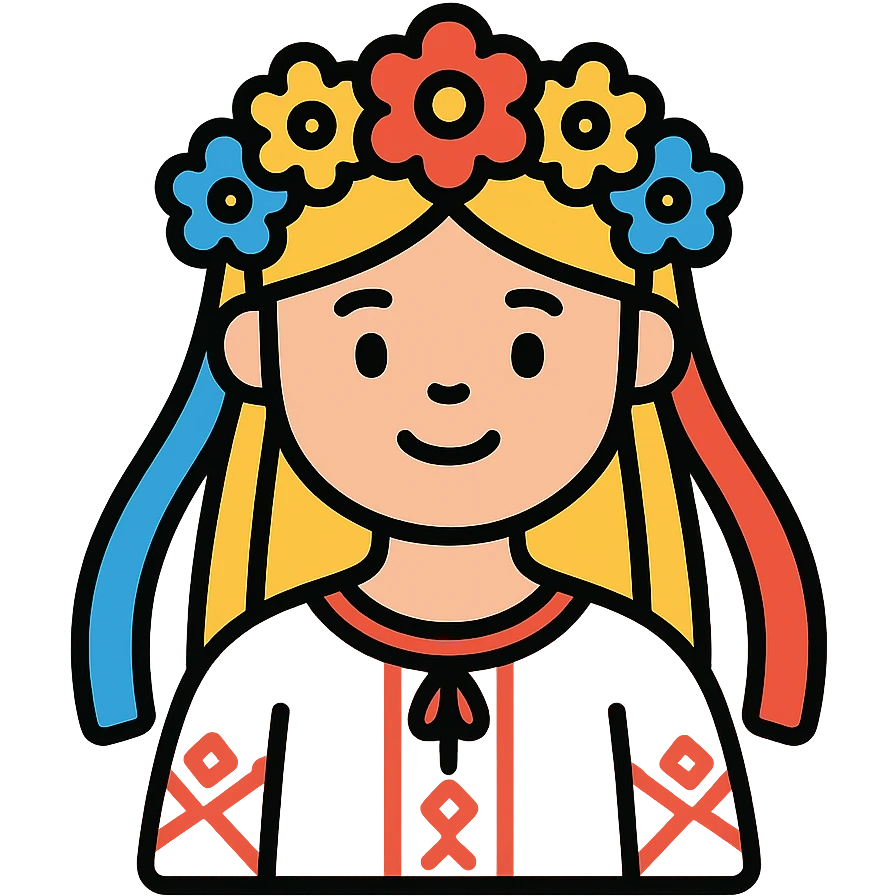 Ukrainian girl in a wreath and embroidered shirt emoji
