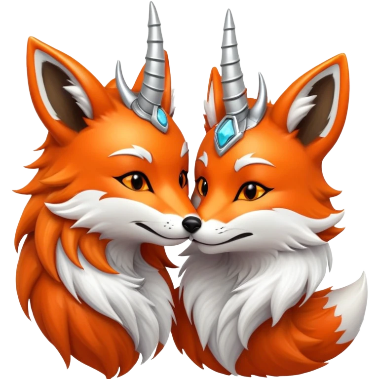 Furry fox with horns and protogen kissing emoji
