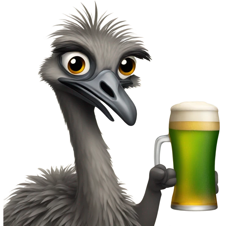 emu holding a beer emoji