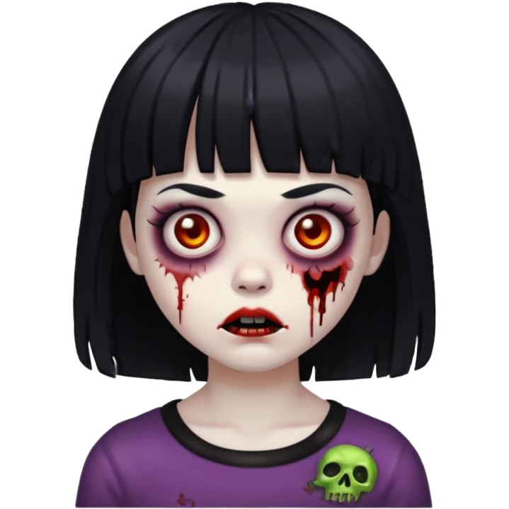 girl zombie with black bangs emoji
