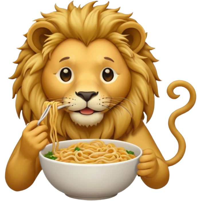 lion eating noodle emoji