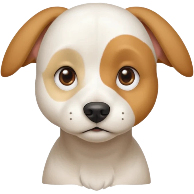 a white beagle x maltese x chi dog the size of a kelpie with light brown ears and a light brown patch on one eye emoji