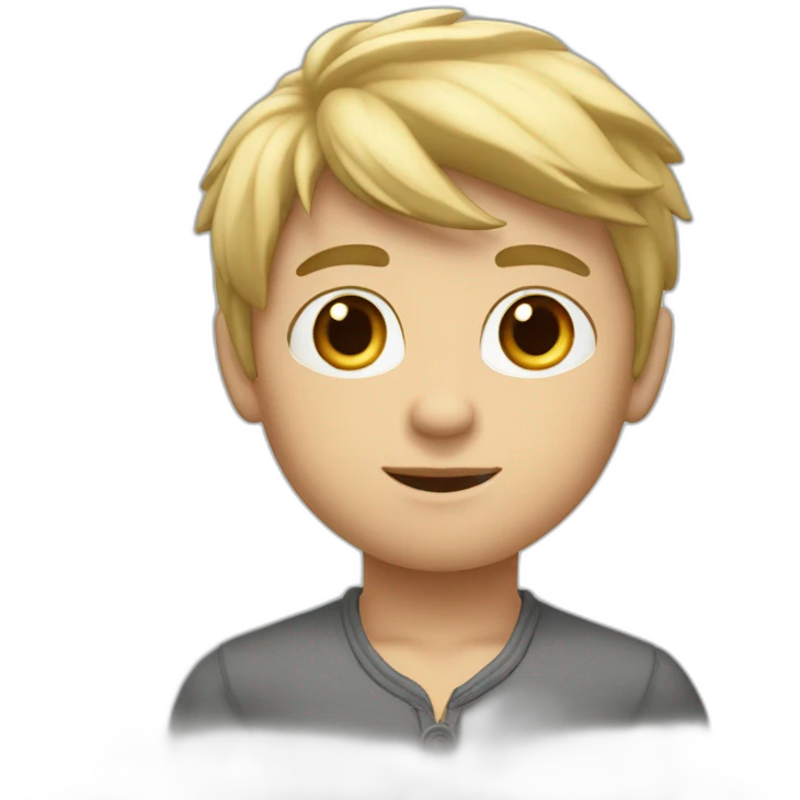 Garçon de peau moyen blanche, cheveux blond, yeux marron emoji