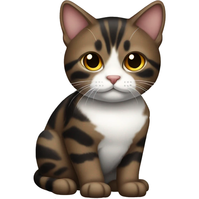 dark brown and black tabby cat with white chest emoji
