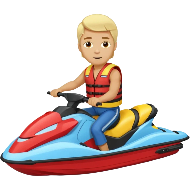 Jek Ski emoji youcan see the jetski with the Man on the Jek Ski blone hair Red lifevest, JekSki is BXW720 light blue yellow emoji