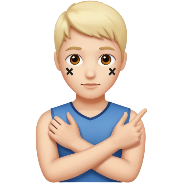 Please make an emoji where the wearer marks O or X with his arm. emoji