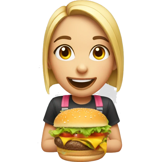 girl eat burger emoji