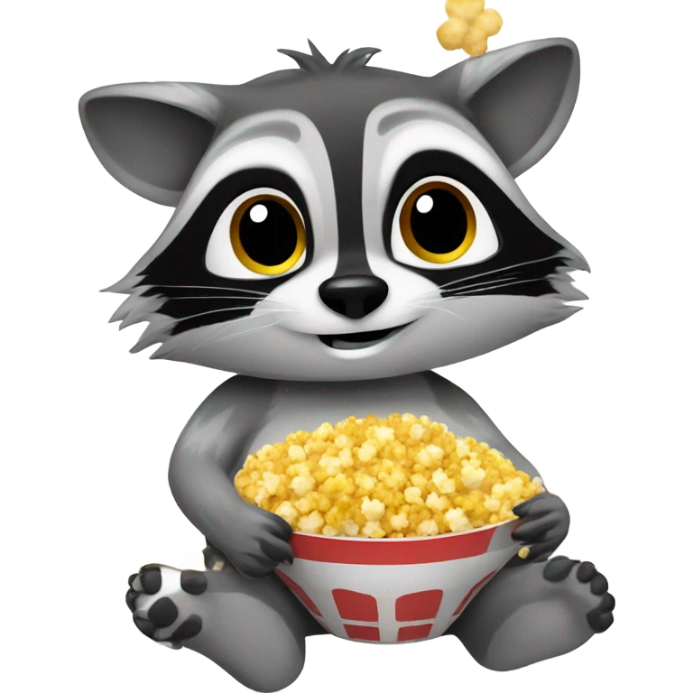 Raccoon eating popcorn  emoji