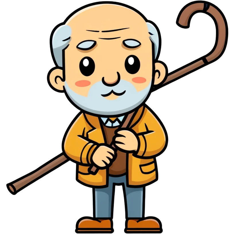 Old man with stick emoji