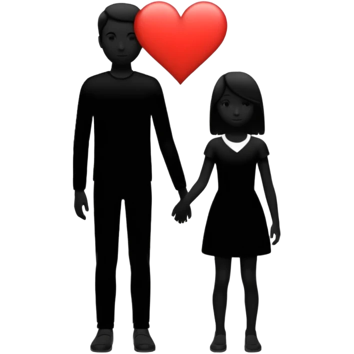 silhouette of two people, one taller, one smaller, with a heart between them emoji
