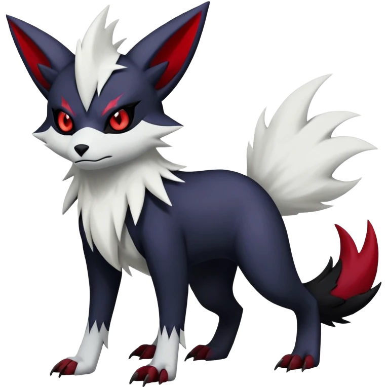 Vampiric feral emo dark Zangoose-Absol-Noibat-Fakémon-hybrid-creature (full body) emoji