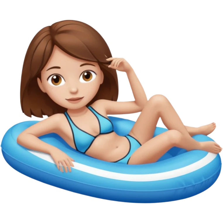 Girl with brown hair laying down on a pool float emoji