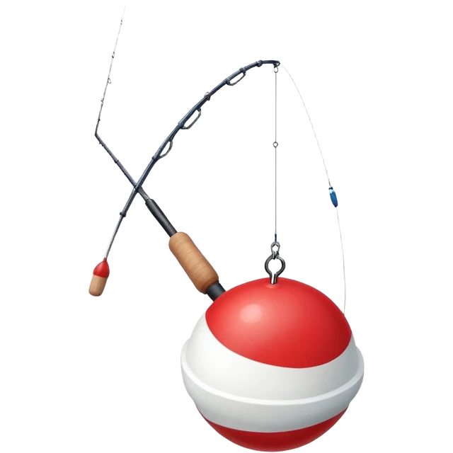 Red and white fishing bobber emoji