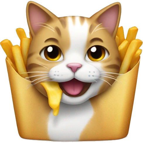 Cat eating fries emoji