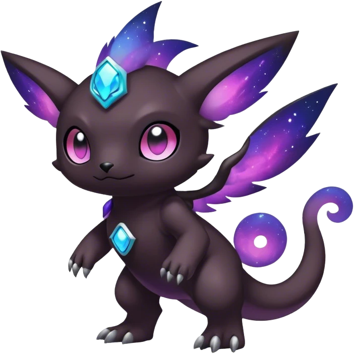 Cute cool colorful dark nebula fantasy-Fakemon-Digimon-animal-hybrid full body emoji