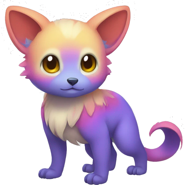 Cute cool colorful animal hybrid Fakemon full body emoji