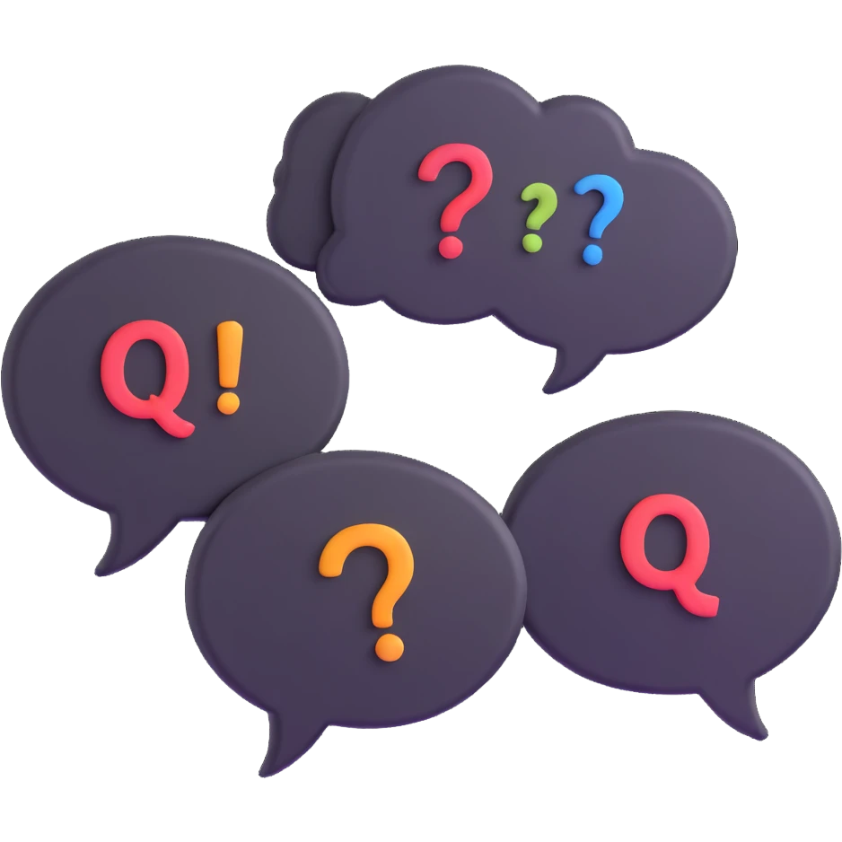 Q&A speech bubbles, question and answer emoji