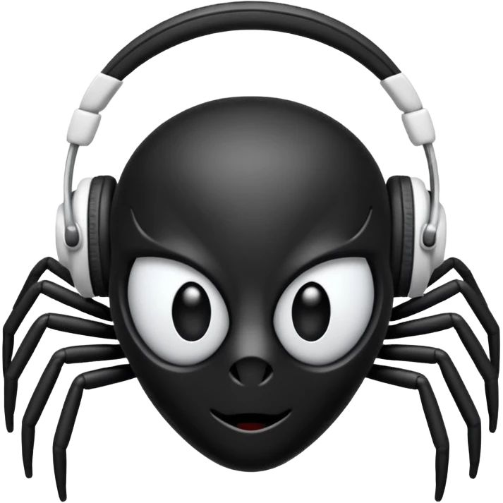 A black spider with white headphones emoji