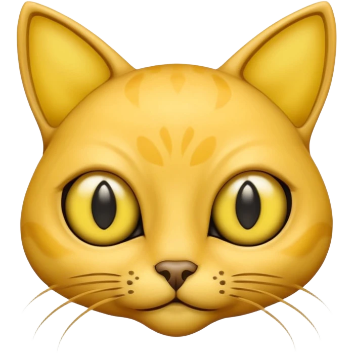 furless dark yellow alien cat face with alen eyes emoji