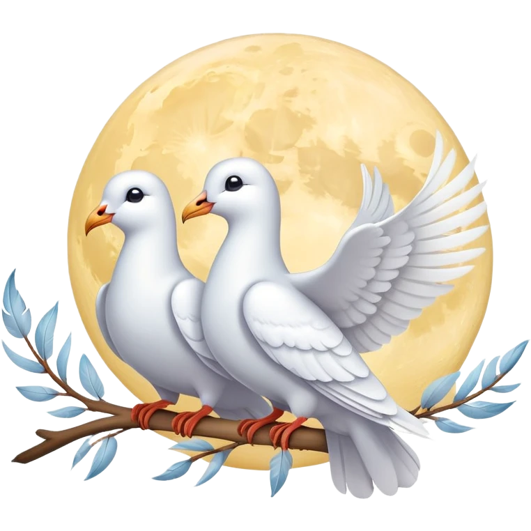 Happy moon with 3 doves  emoji