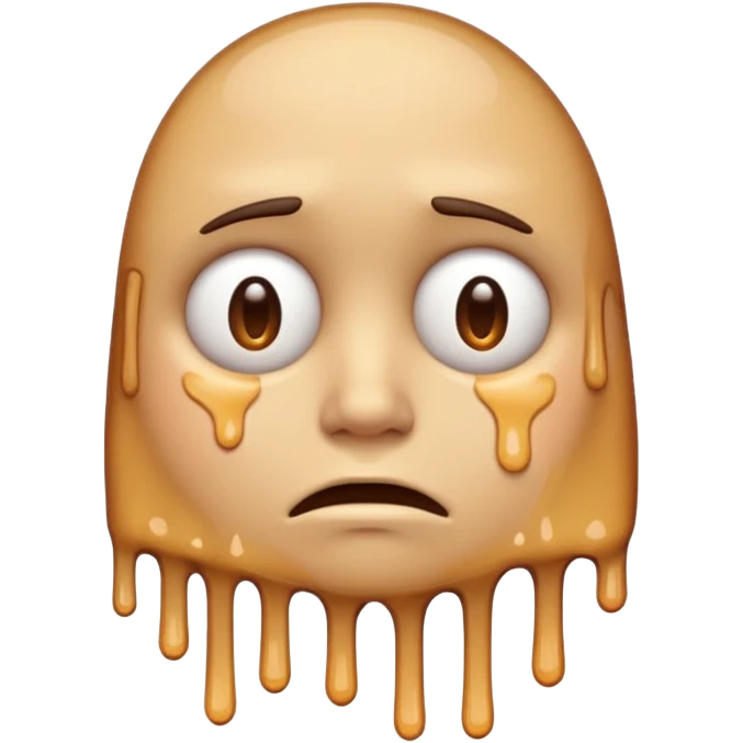If you are familiar with the Melting Face Emoji, please, generate an emoji with that same face but sad. I don't want the face to be smiling, but sad. Also, the face should be leaning against a wall emoji