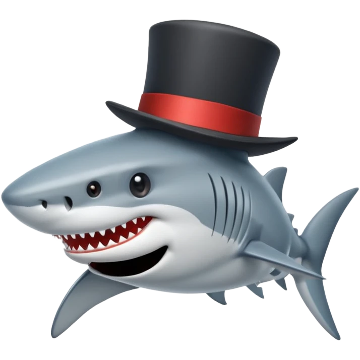 Shark with a top hat emoji