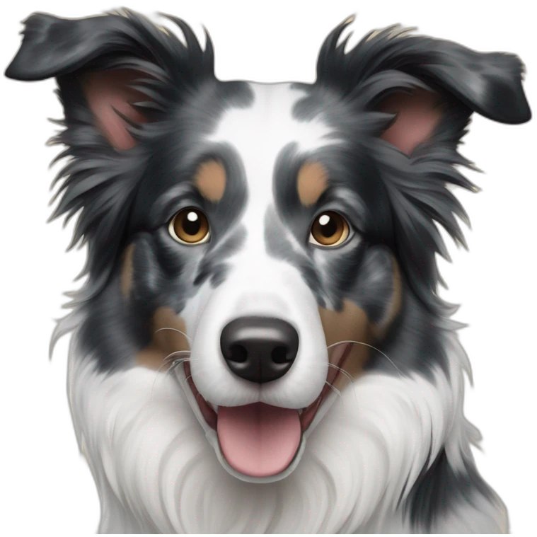 Dual tone, black and white Blue Merle Border Collie emoji