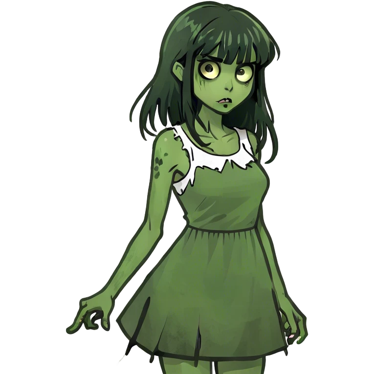 zombie girl with dark hair and bangs emoji