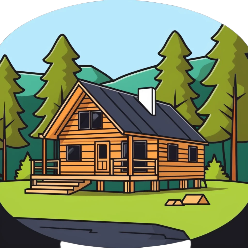 wooden cabin retreat under construction nestled in nature emoji