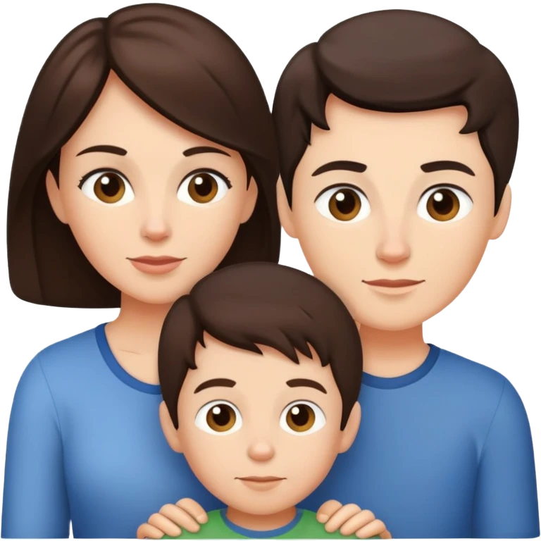 Brunette mom and 3 young sons  emoji
