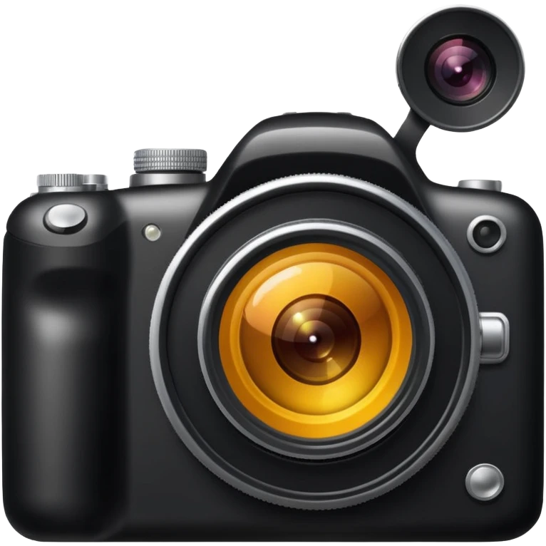 The camera features a solid black body with a shiny lens. emoji