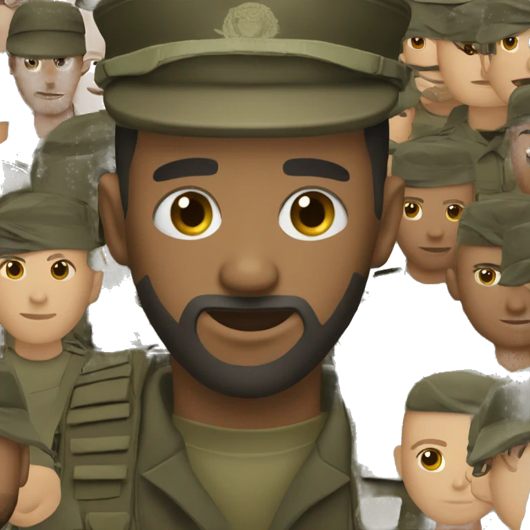 Dark brown man army soldier with beard emoji