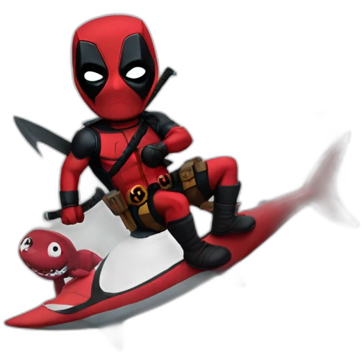 deadpool riding sharks emoji