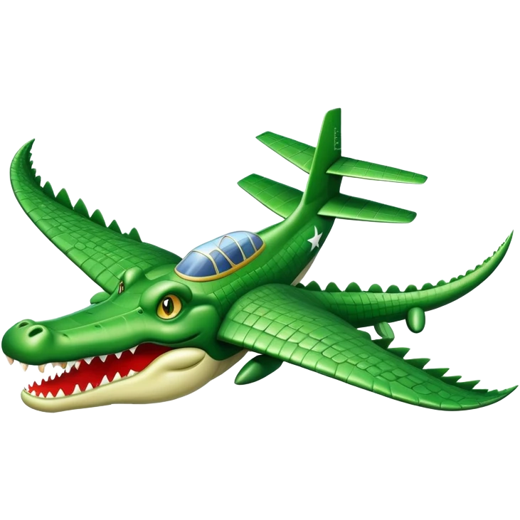 A crocodile with airplane wings flying in the sky emoji