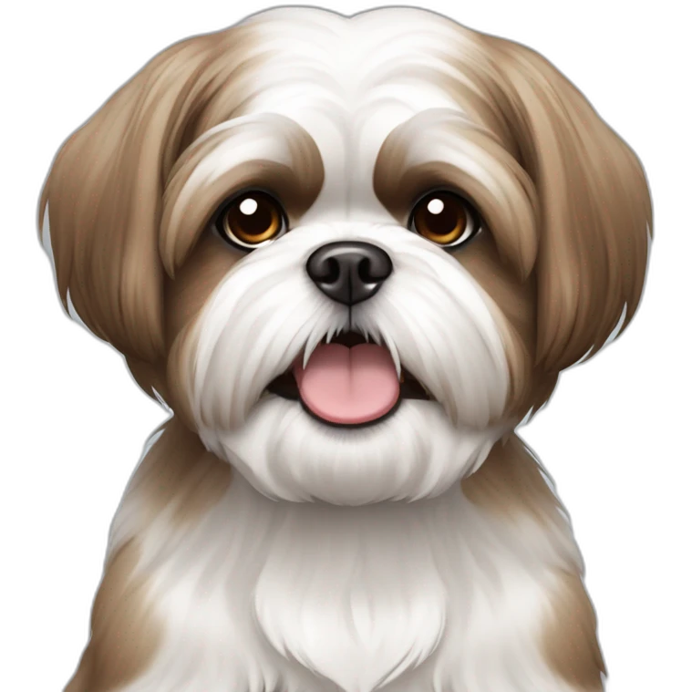 Hungry white and brown shih tzu in short hair emoji