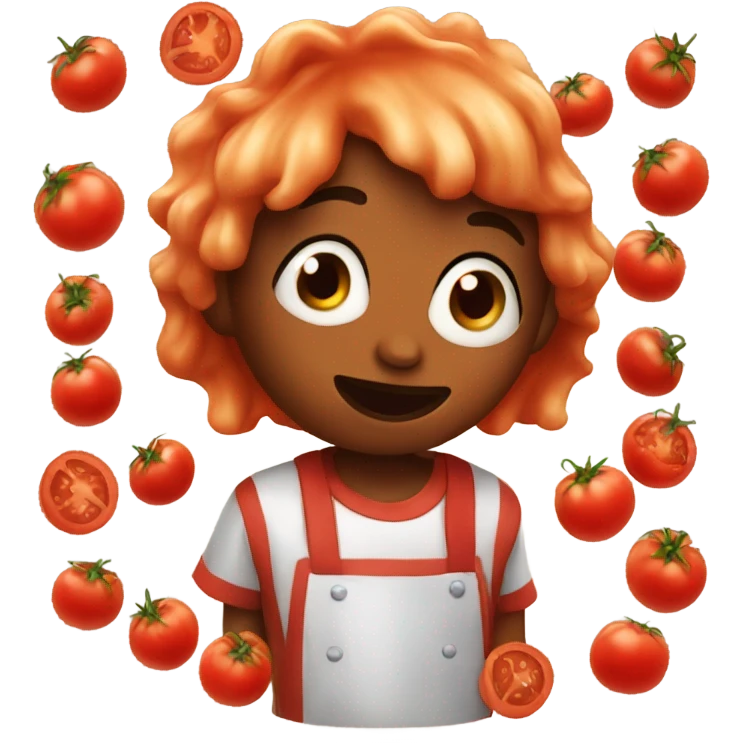 Kid covered in red tomato sauce emoji