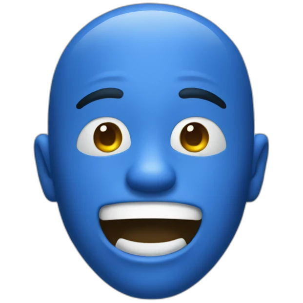 Blue Man displaying rumpus emoji