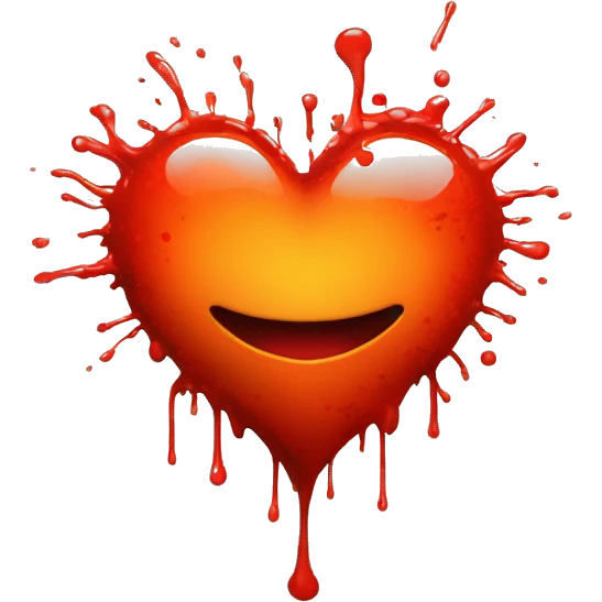 bleeding red heart glowing red-orange with splatter emoji