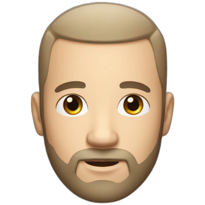 white man with small eyes and black buzz cut and full beard emoji
