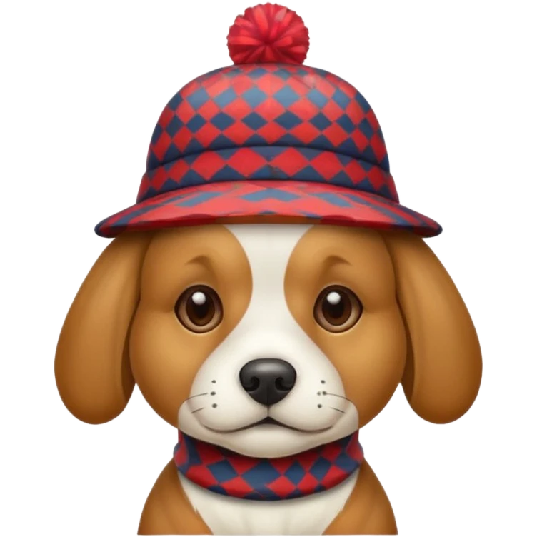 dog animal wearing patterned hat  emoji