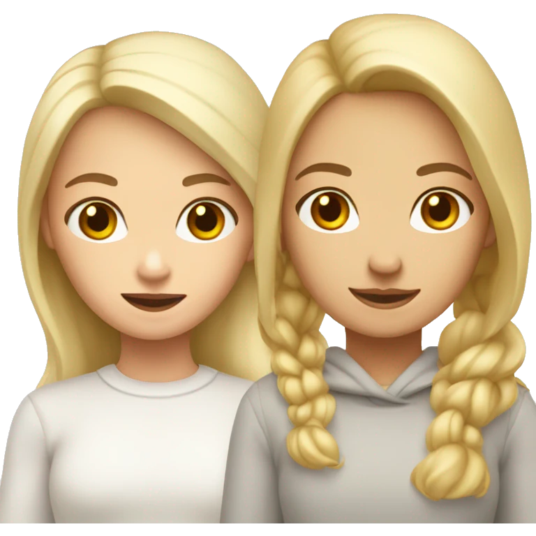 Two girls with white pullover one blonde hair and one brown hair emoji