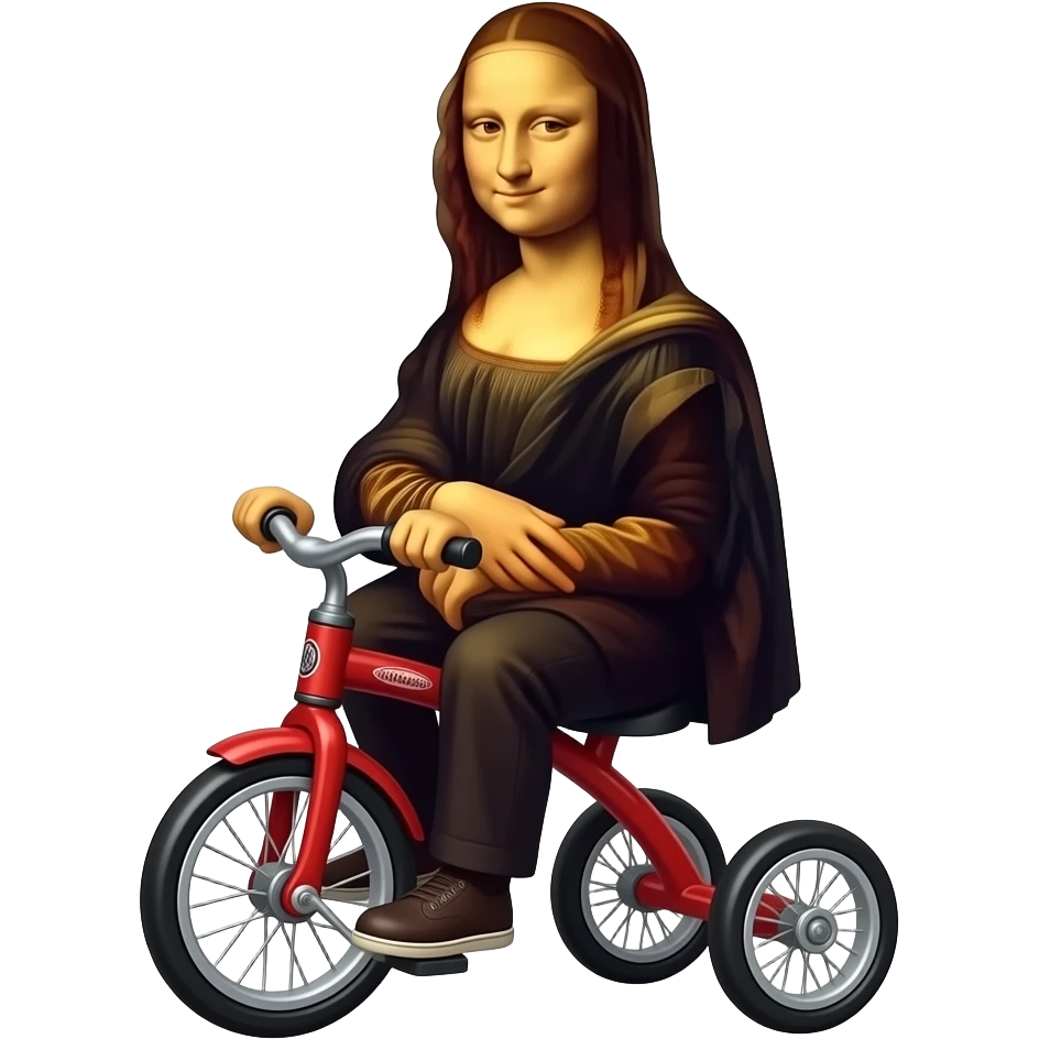 Mona Lisa rides a tricycle emoji