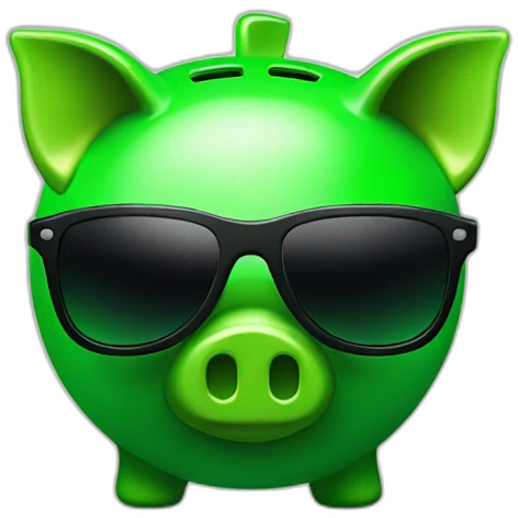green piggybank with sunglasses emoji