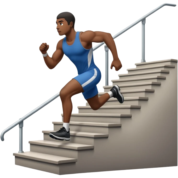 black man running stairs emoji