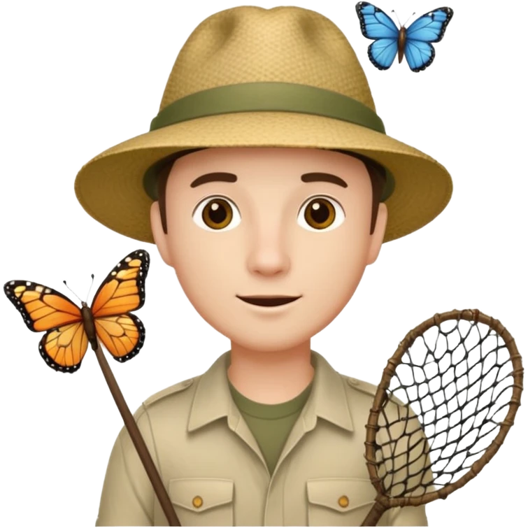 man holding butterfly net emoji