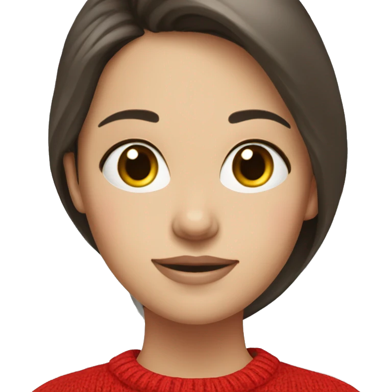 White brunette Girl in red sweater emoji