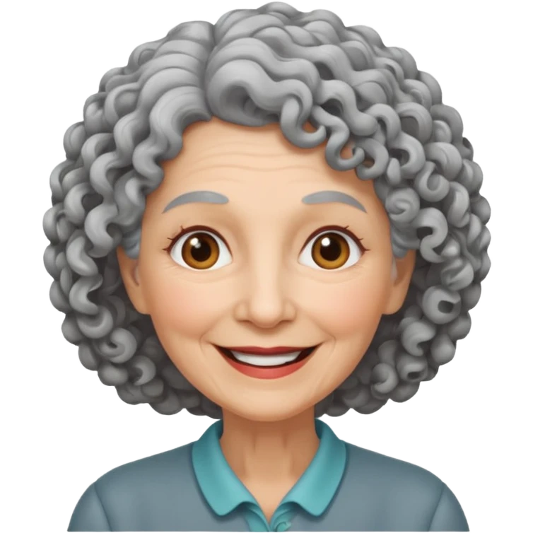 elderly woman curly hair emoji