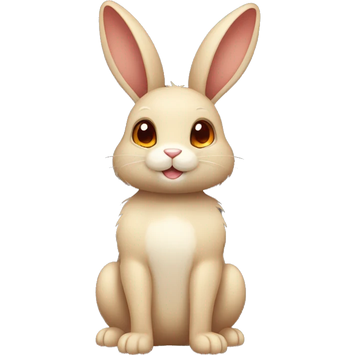 Cute,Shiny, Brown, Normal-type-Ground-type Bunny-Fakémon with Dark-Red eyes, beige ears, beige belly, beige paws, beige feet, full body emoji