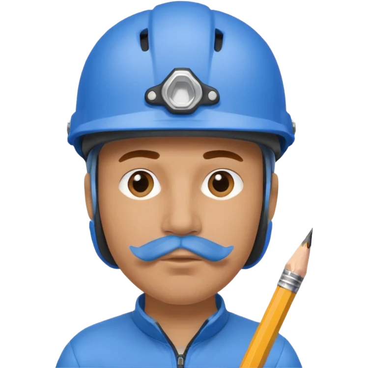 Man wearing a blue bike helmet and a pencil in his nose emoji