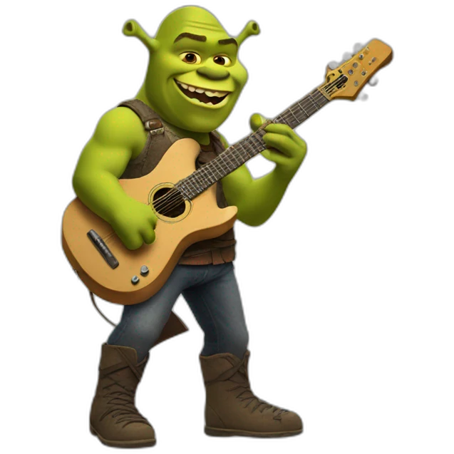 Shrek playing flying v guitar emoji